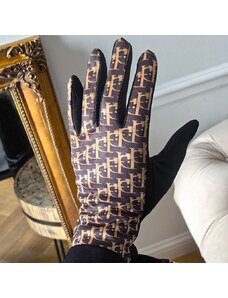 Flamenco Mystique Dámské hřejivé rukavice s elegantním potiskem, fleecovou výstelkou a dotykem na palci, velikost S/M