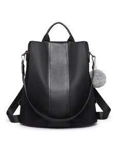 Konofactory Černý kožený batoh s přívěskem 2v1 „Famous“