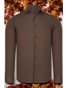 G726 DEWBERRY MEN'S SHIRT-PLAIN BROWN