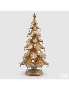 EDG Vánoční dekorace stromeček s perlami zlatý, 46x22 cm
