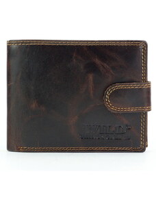 Tmavěhnědá kožená peněženka Wild Things Only!!! 5600B s upínkou + RFID