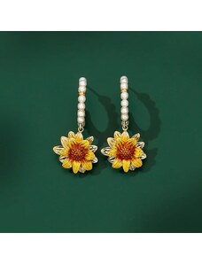 JAY Náušnice Melina - Sluneční Květy s Perlovým Nádechem