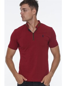 T8571 DEWBERRY ZIPPER MEN'S T-SHIRT-OPEN BURGUNDY