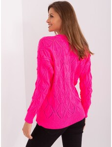 Fashionhunters Fluo růžový pletený cardigan