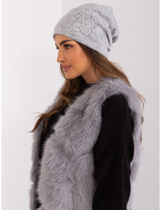 Fashionhunters Pletená zimní čepice v šedé barvě