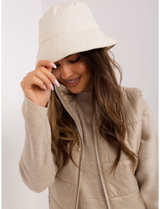 Fashionhunters Světle béžová kyblíková čepice s prošíváním
