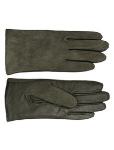 Dámské zelené kožené (s semišem) rukavice flísová podšívka - Fiebig