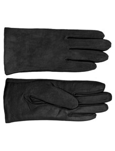 Dámské černé kožené (s semišem) rukavice flísová podšívka - Fiebig