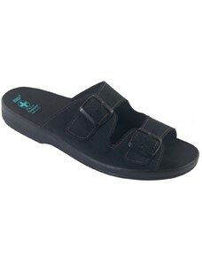 Pánské zdravotní pantofle přezůvky ADANEX Per pedes 28116 kožené nubuk černé
