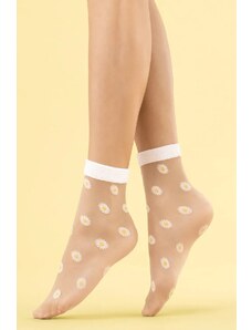 Bílé silonkové ponožky Sedmikráska Fiore, UNI