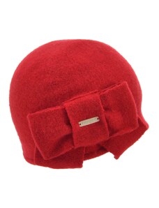 Vlněná červená dámská čepice s mašličkou - Seeberger