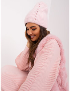 Fashionhunters Dámská zimní čepice světle růžové barvy