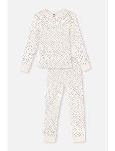 Dagi Ecru Printed Printed Long Sleeves and Half Pops Camisole Pajamas Set