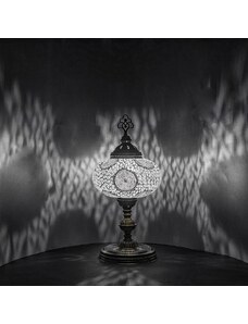 Krásy Orientu Orientální skleněná mozaiková stolní lampa Blanc - ø skla 24 cm