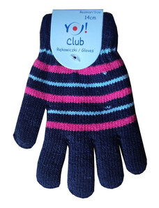 Yoclub Dívčí teplé pletené prstové rukavice Yo R-214A - tmavě modrá