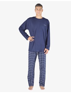 GINA pánské pyžamo dlouhé pánské, šité, s potiskem Pyžama 2023 79149P - tm.popel sv. šedá