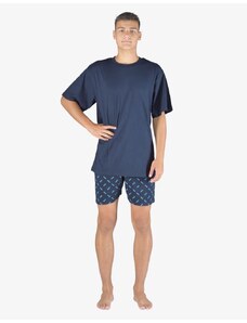 GINA pánské pyžamo krátké pánské, šité, s potiskem Pyžama 2023 79150P - tyrkysová lékořice