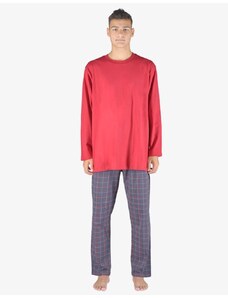 GINA pánské pyžamo dlouhé pánské, šité, s potiskem Pyžama 2023 79155P - šedá černá