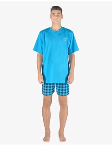 GINA pánské pyžamo krátké pánské, šité, s potiskem Pyžama 2023 79156P - dunaj lékořice