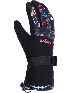 Dámské lyžařské rukavice Viking Tanuka černá/růžová/tyrkysová