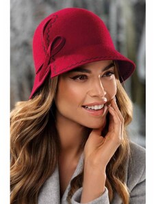 KRUMLOVANKA Červený dámský zimní klobouk Cloche W-0738/001