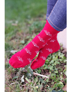 Folklorní ponožky Květinka - červená