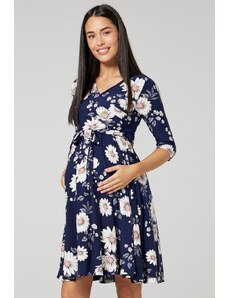 Happy Mama Elegantní těhotenské a kojící šaty 3v1 Fiori květinové