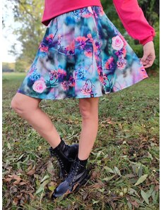 ŠatySukně Půlkolová sukně HEIDY, barevné květy