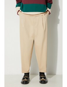 Bavlněné kalhoty Drôle de Monsieur Le Jean Cropped béžová barva, jednoduché, C-BP105-CO080-BG