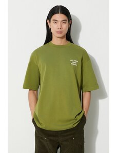 Bavlněné tričko Drôle de Monsieur zelená barva, s potiskem, C-TS101-CO073-KK