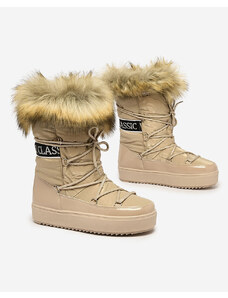 MSMG Royalfashion Světle hnědé nazouvací boty a'la snow boots for women Gomllo - Hnědá || Světle hnědá