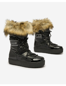 MSMG Royalfashion Černé nazouvací boty a'la snow boots for women Gomllo - Černá