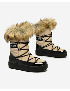 MSMG Royalfashion Béžovo-černé nazouvací boty a'la snow boots for women Gomllo - Černá || Béžová