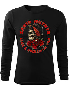 HELL SKULL Pánské Tričko Santa Muerte Rockabilly Fan