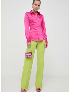 Košile Guess dámská, růžová barva, slim, s klasickým límcem