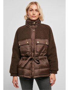 Urban Classics Dámská zimní Puffer bunda s kožíškem a velkými kapsami