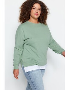 Trendyol Curve Green Removal of the Bottom T-Shirt Look Thin Knitted Sweatshirt
