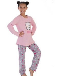 Naspani Růžové i šedé s duhovými puntíky hřejivé dívčí pyžamo SLADKÉ SNY 1T0432