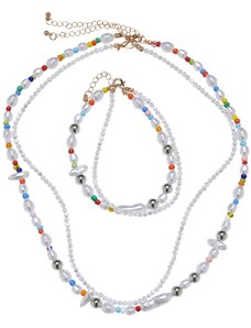 Urban Classics Accessoires Různé perleťové vrstvení náhrdelník a kotník Set vícebarevné