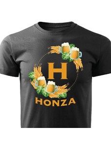 Pánské tričko Pivní věnec s monogramem a jménem Honza