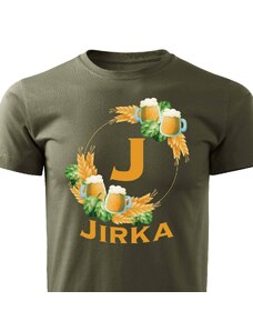 Pánské tričko Pivní věnec s monogramem a jménem Jirka