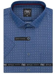 Košile AMJ Slim fit s krátkým rukávem - modrá se vzorem VKSR1126
