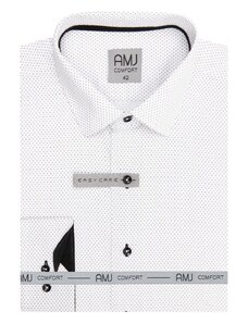 Pánská košile AMJ Slim fit bílá s drobným vzorem VDSBR1255
