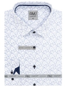 Pánská košile AMJ Slim fit bílá se vzorem VDSBR1313