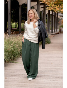 Tedy's Široké nadčasové kalhoty Barva: Zelená, Velikost: 36