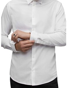 Košile AllSaints Simmons pánské, bílá barva, slim, s klasickým límcem