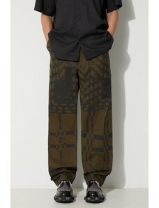 Bavlněné kalhoty Engineered Garments Fatigue Pant zelená barva, jednoduché, 23F1F004.CT255