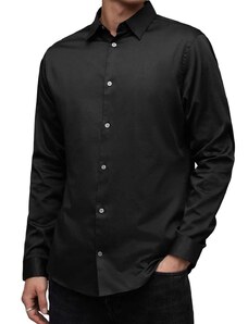 Košile AllSaints Simmons pánské, černá barva, slim, s klasickým límcem