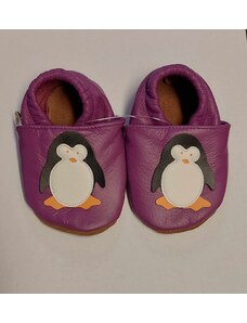 Afelo Kožené barefoot capáčky - Pingu fialový