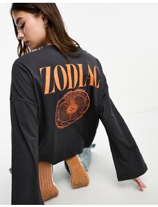 ONLY oversized long sleeve graphic t-shirt in grey zodiac print